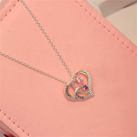 LeCalla - Buy Personalised Two Name with Birthstone Heart Shape ...