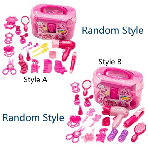 Buy Little Girl Makeup Kit Pretend Play Hair Station with Case Kids ...