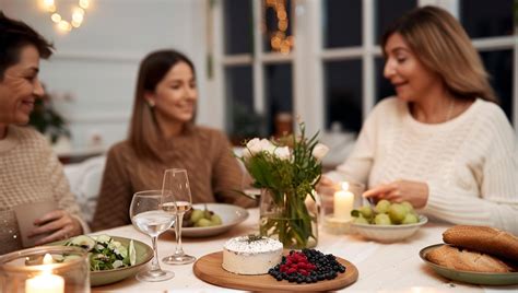 Family and friends having a party at home Minimalist