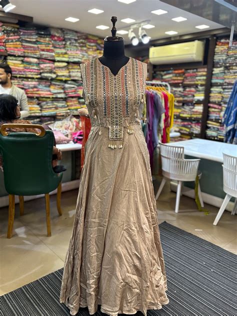 Beige Indo Western Gown With Printed Shrug For Function