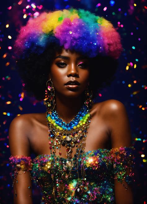 Lexica - Neon color black girl with glitter effect and a lot of sparkle ...