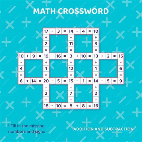 Premium Vector | Math Crossword puzzle for kids. Addition and ...