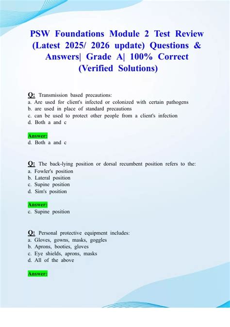 Image result for PSW Foundation Module 2 Test Answers