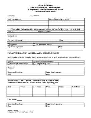 Fillable Online olympic Olympic College Full-Time Employee Leave ...
