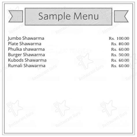 Menu at The Shawarma Shop, Bengaluru, 4