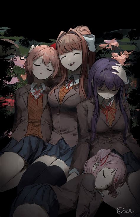 monika, yuri, natsuki, and sayori (doki doki literature club) drawn by ...