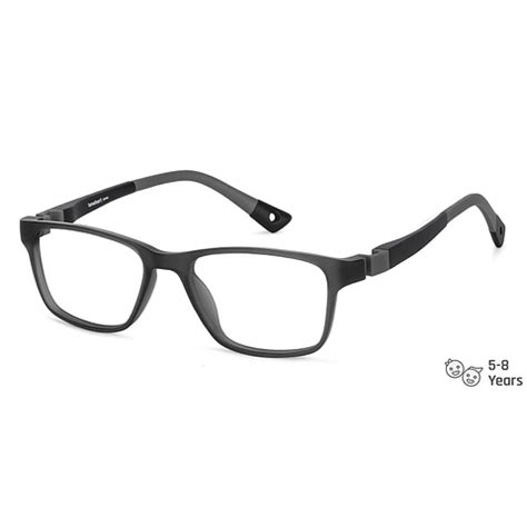 Buy Kids Glasses: Matte Grey Matte Black Grey Full Rim Rectangle Kids 5 ...