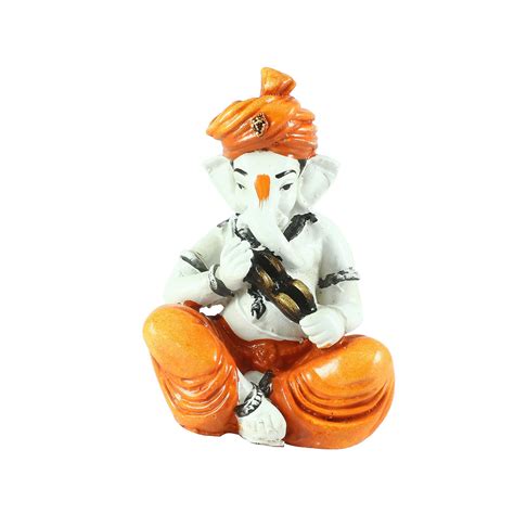 Lord Ganesha Showpiece Playing Kartal - eCraftIndia Online