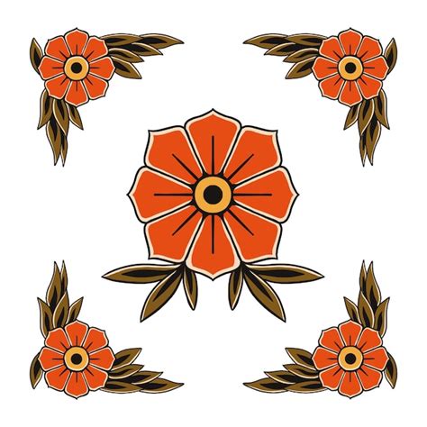 American Traditional Flower Vectors & Illustrations for Free Download