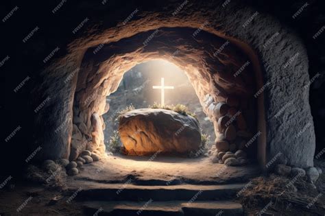 Premium Photo | Empty tomb resurrection of jesus christ easter themed ...