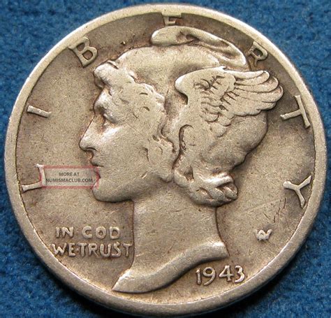 1943 D Silver Mercury Dime Circulated