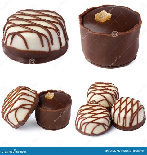 Chocolate Candies Collection Collage Isolated on White. Stock Photo ...