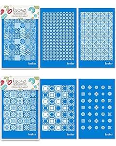 KEOKER Silk Screen Stencils for Clay - 6PCS Polymer Clay Silk Screen ...