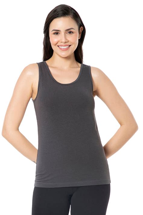 Buy Broad Strapped Body Hugging Tank Top - Grey Pinstripe | amanté