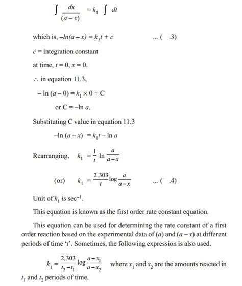 Image result for First Order Reaction Rate Equation