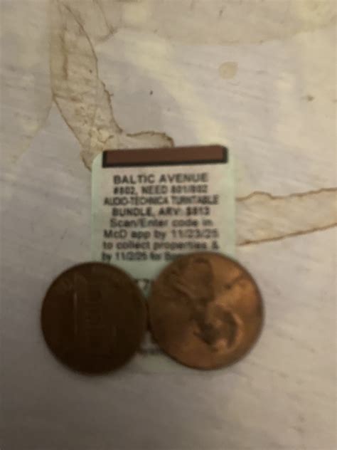 2025 McDonald’s Monopoly BALTIC AVENUE UNREDEEMED #802 | eBay