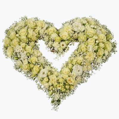 Funeral Heart Cream with ribbon 248016: Order Flowers Online ...