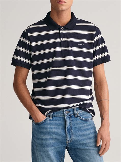 Shop Gant Blue Striped Regular Fit Polo T-Shirt Online – Iconic India