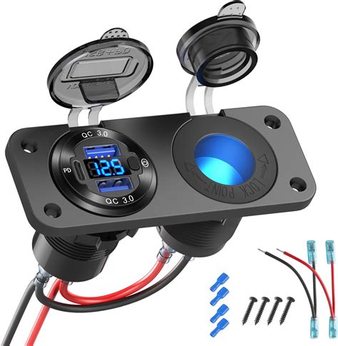 Amazon.com: 12V USB Outlet Marine Switch Panel Plug, PD3.0 and Dual QC3.0 USB Ports Aluminum Car ...