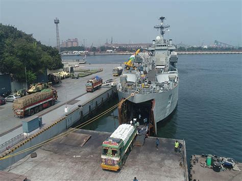 INS Ghariyal departs for quake-hit Myanmar with 442 MT of food aid