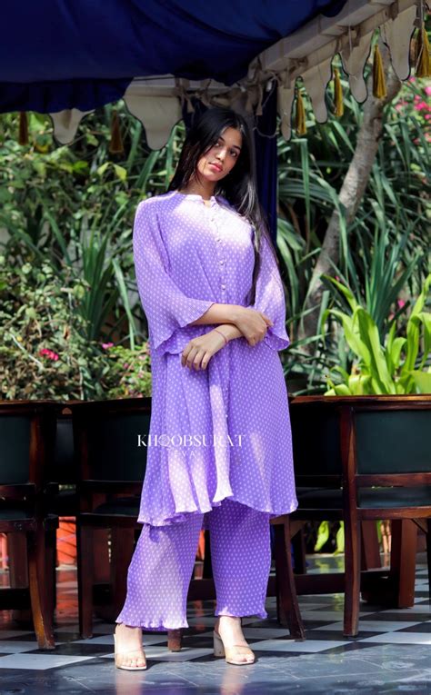 Shop CAFE DAY PURPLE COORDINATE SET- Khoobsurat Eva