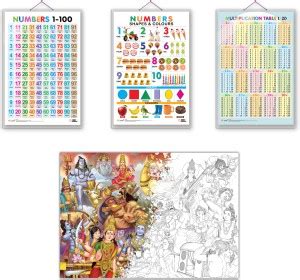GIANT INDIAN MYTHOLOGY COLOURING POSTER, Numbers 1-100 chart ...