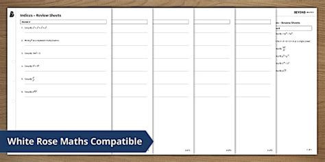 👉 Indices - Review Sheets (teacher made) - Twinkl