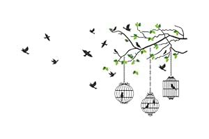 Dreamkraft Flying Bird with Cage Wall Sticker | Eye Catching Wallpaper ...