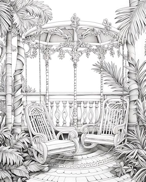 Sketch of outdoor swing chairs 1 | Premium AI-generated image
