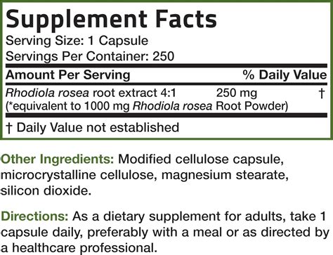 Bronson Rhodiola Rosea Vegetarian Capsules - Adaptogenic Herb - Brain,