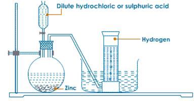Explain with diagram the method for preparation of hydrogen gas in ...