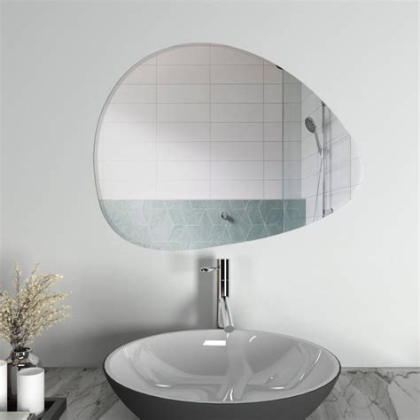 Scandinavian Frameless Beveled Asymmetrical Bathroom Mirror - WallMantra