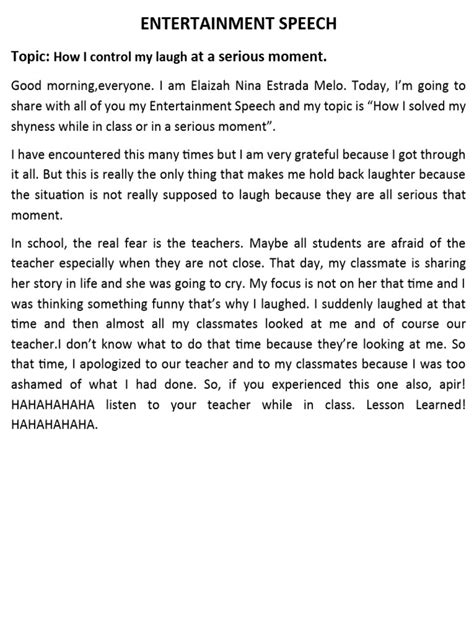 Image result for Entertainment Speech Examples