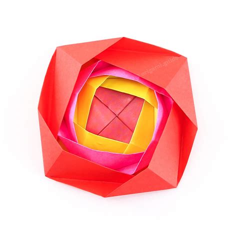 Nested Origami Camellia Flower Rosette Tutorial - Folding Instructions ...