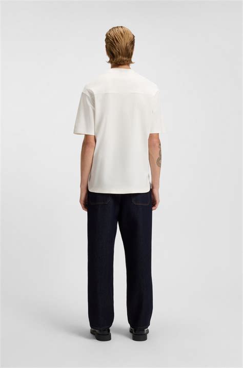 HUGO - Interlock-cotton T-shirt with stacked logos - White