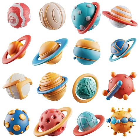 3d colorful planets and moons in white background | Premium AI ...