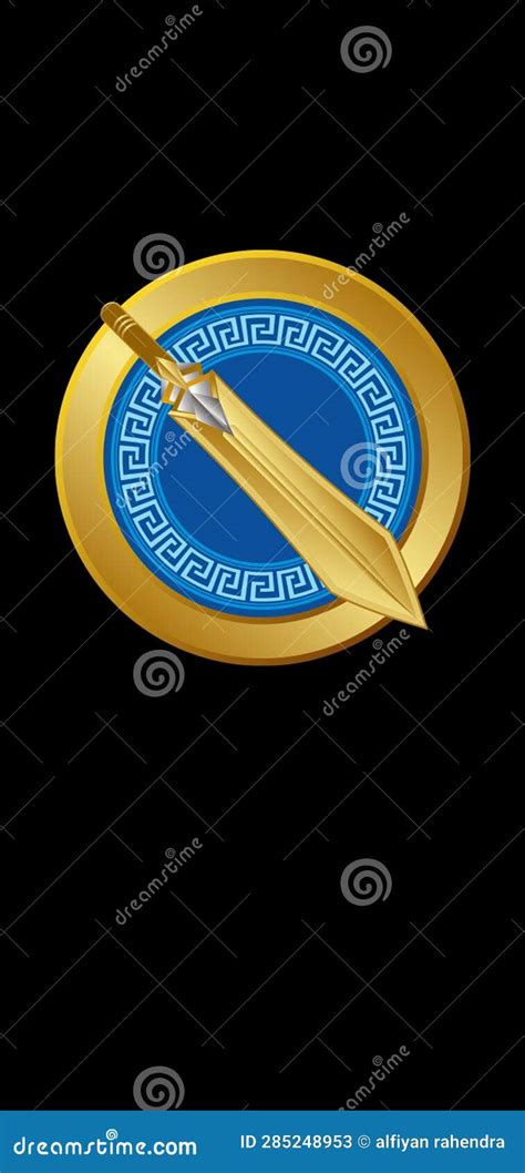 Ares Greek Gods War Sword Shield Logo Circle Emblem Stock Illustration ...
