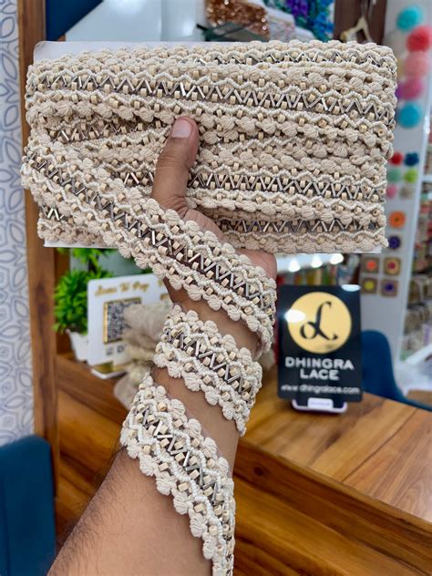 Beautiful Net Based Pearls Work Boho Lace Off White 021025/061025 ...