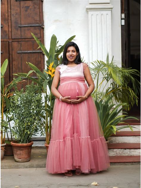 Maternity Baby Shower Gown Peach Shades – ZIVAMOMS