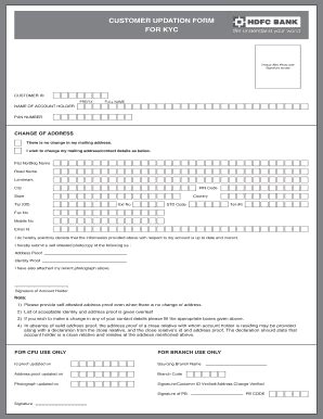 HDFC Bank Customer Updation Form For CYK - Fill and Sign Printable ...