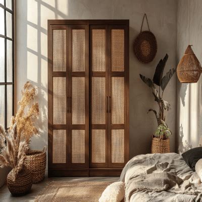 Classic Walnut Bronze And Champagne Toned 6 Door Swing Wardrobe Design