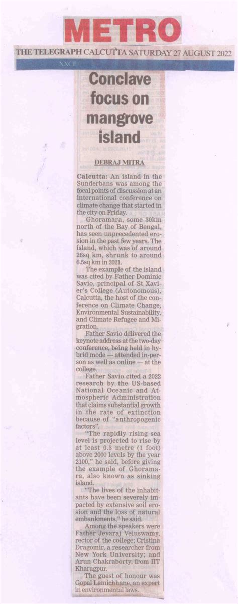 2022 August 27- Conclave focus on mangrove island – St. Xavier's College