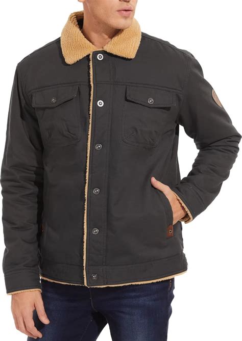 Buy MAGCOMSEN Men's Cargo Jacket Cotton Thicken Lined Sherpa Jackets ...