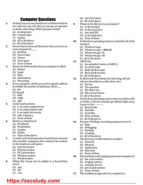 900+ Computer MCQs in English PDF [sscstudy - Computer Questions In ...