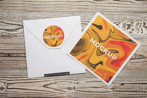 Premium PSD | Top view square envelope mockup