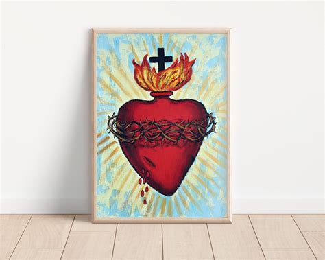 Sacred Heart of Jesus Painting Original Artwork - Etsy