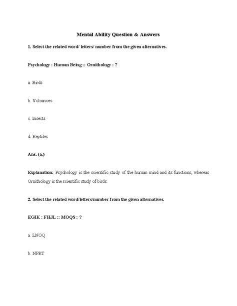 AU PGAT Model Mental Ability Previous Question Paper - Mental Ability ...