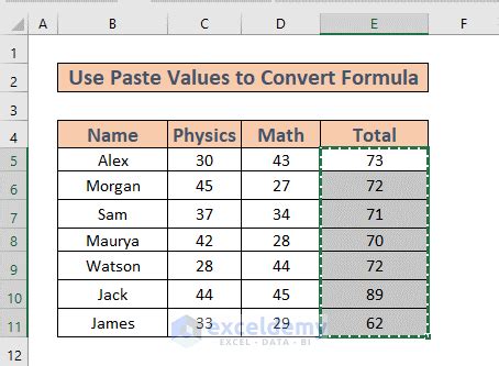 Convert Formula to Value Excel 的图像结果