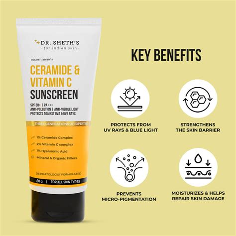Ceramide & Vitamin C Sunscreen - 80gm – Dr Sheth's