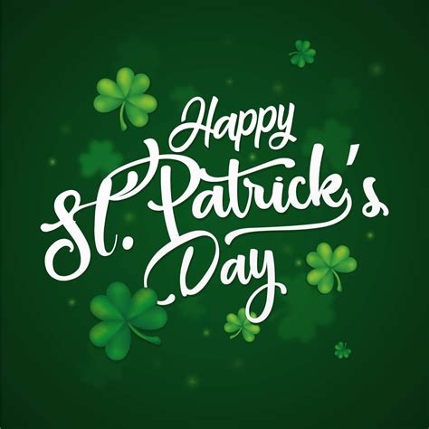 Happy St. Patrick's Day Greetings with Clovers and Shamrock Leaves